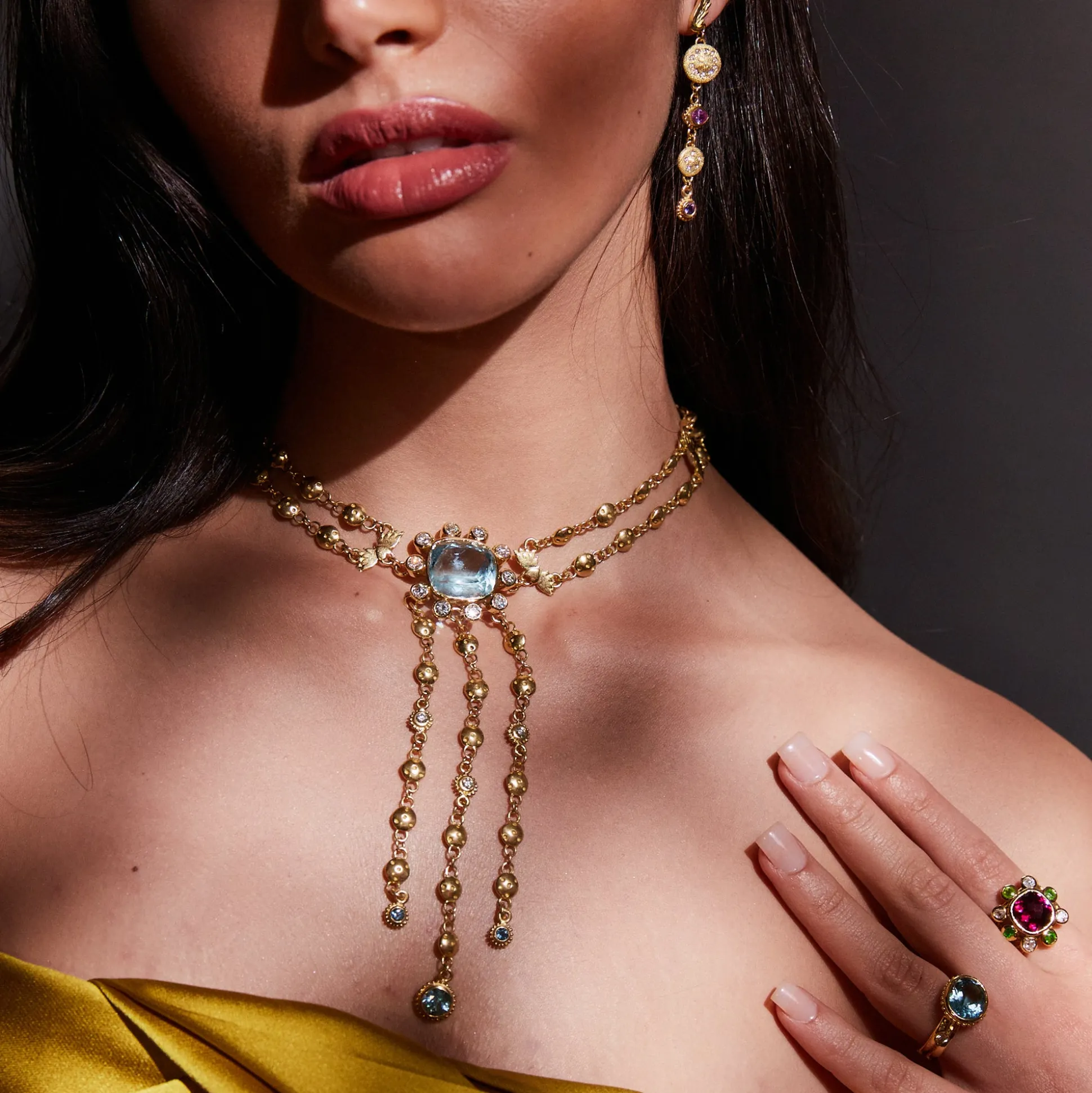 Aquamarine & Diamond Sophie Necklace