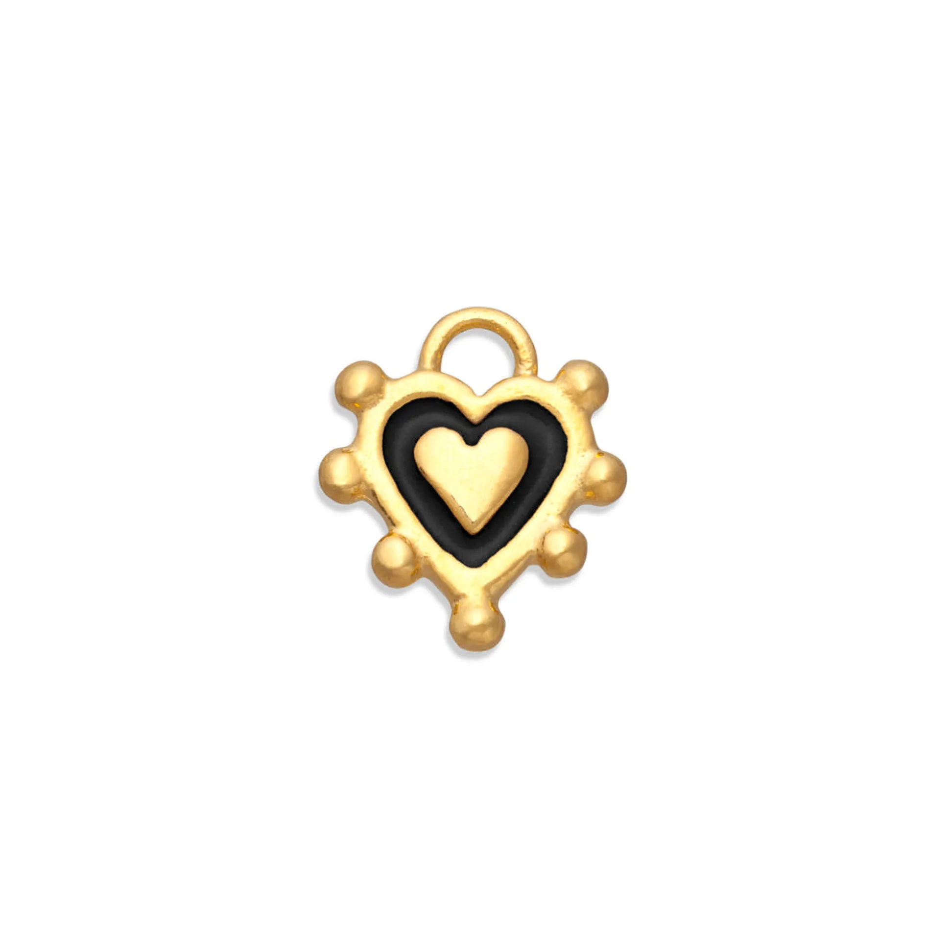 Black Enamel Sacred Heart Charm