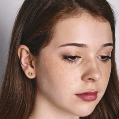 Chubby Heart Gold Plated Silver Earrings