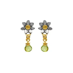 Classic Flower Stone Drop Earrings