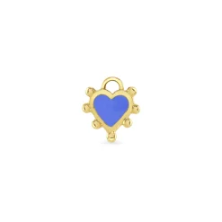 18ct Gold Cornflower Blue Enamel Boho Heart Charm