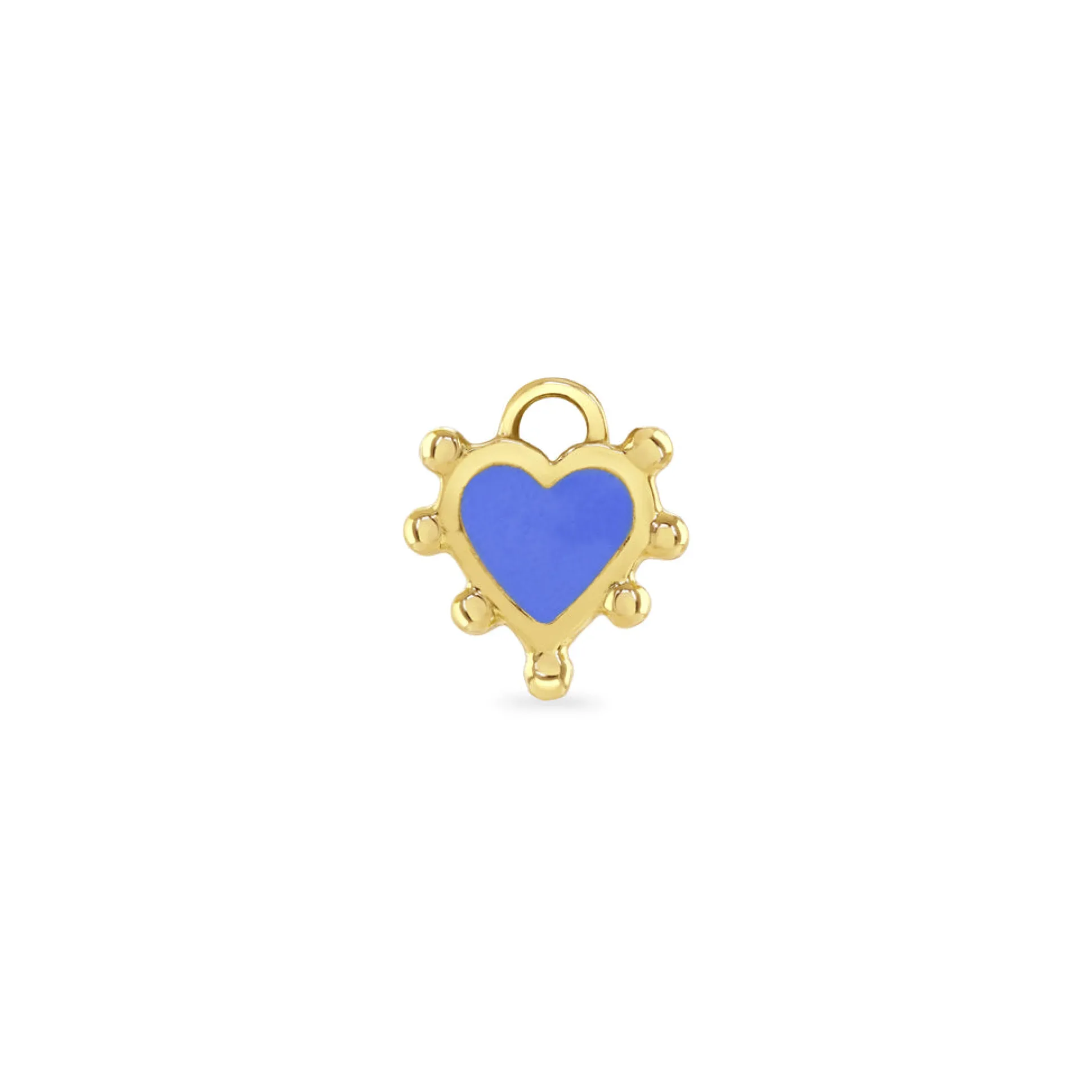 18ct Gold Cornflower Blue Enamel Boho Heart Charm