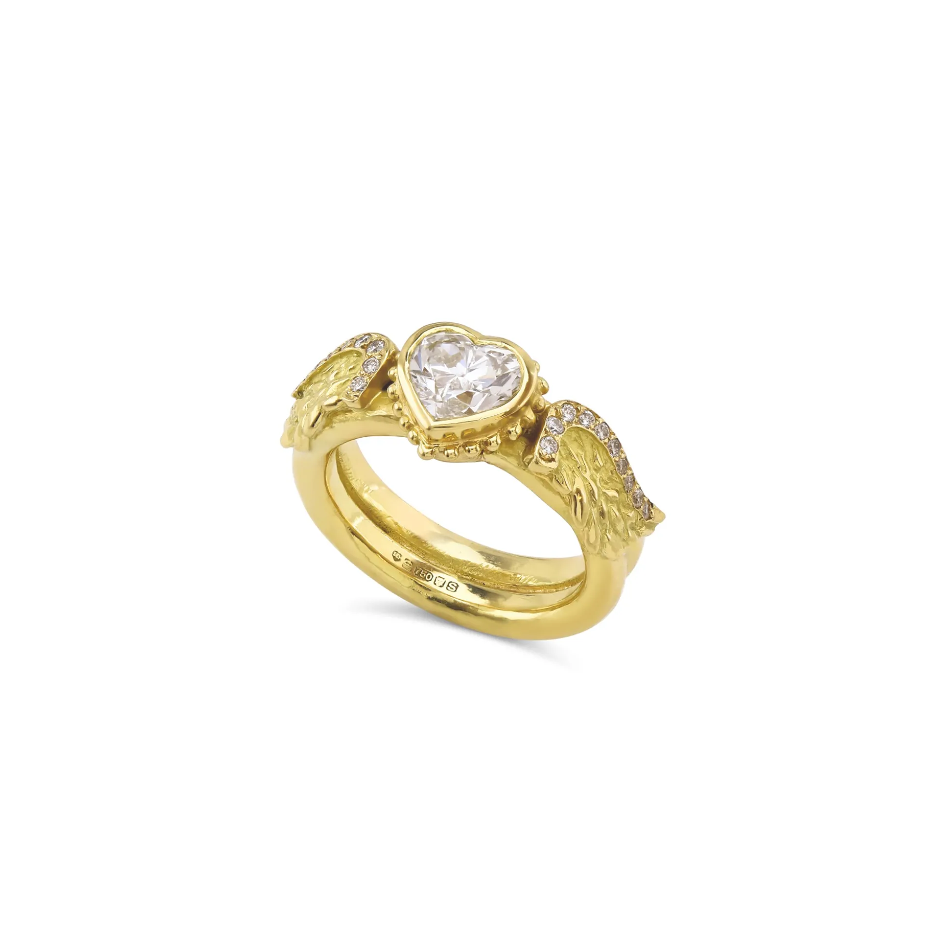 Diamond Heart Venetian Wing Ring