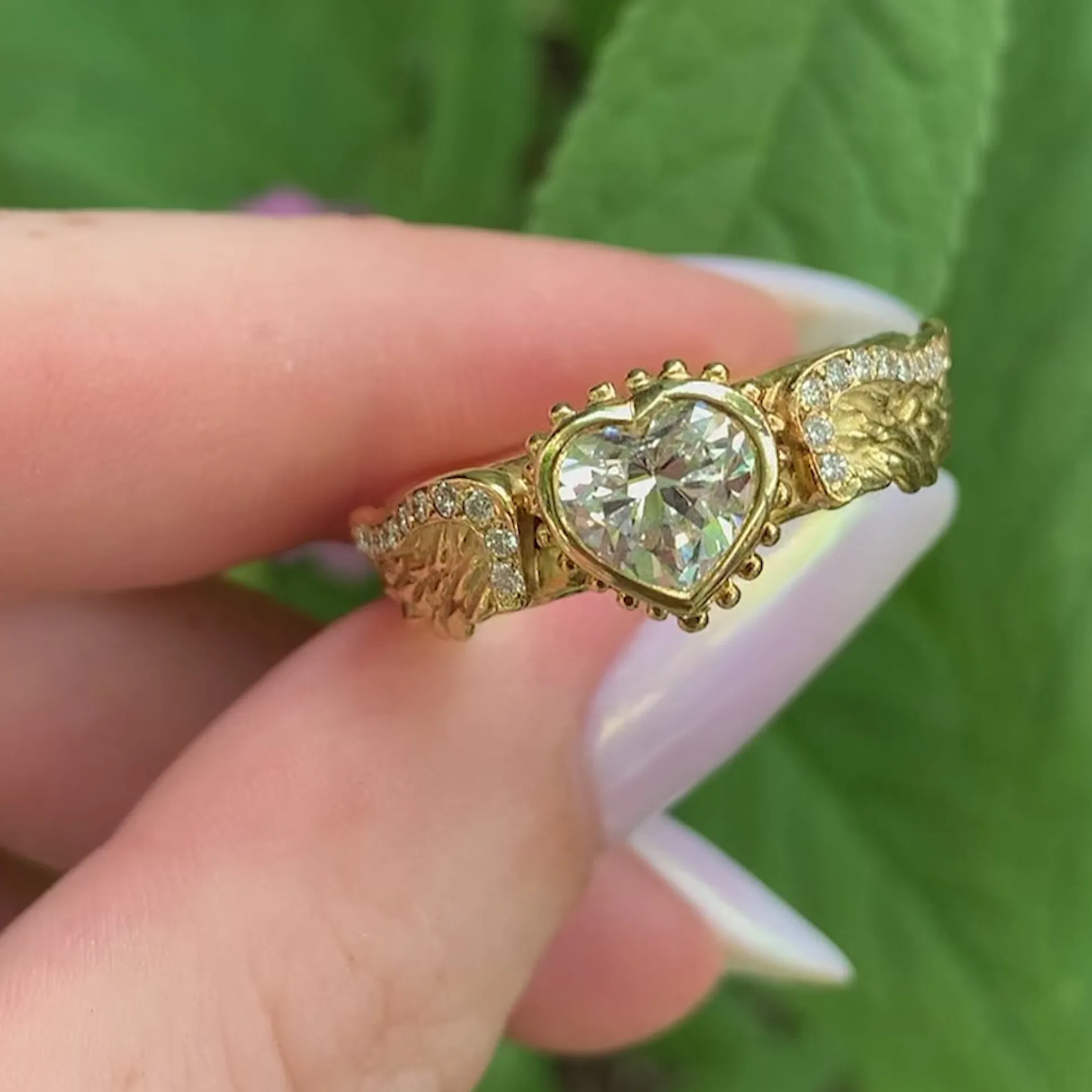 Diamond Heart Venetian Wing Ring