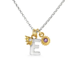 Diamond Love Letter & Amethyst Necklace