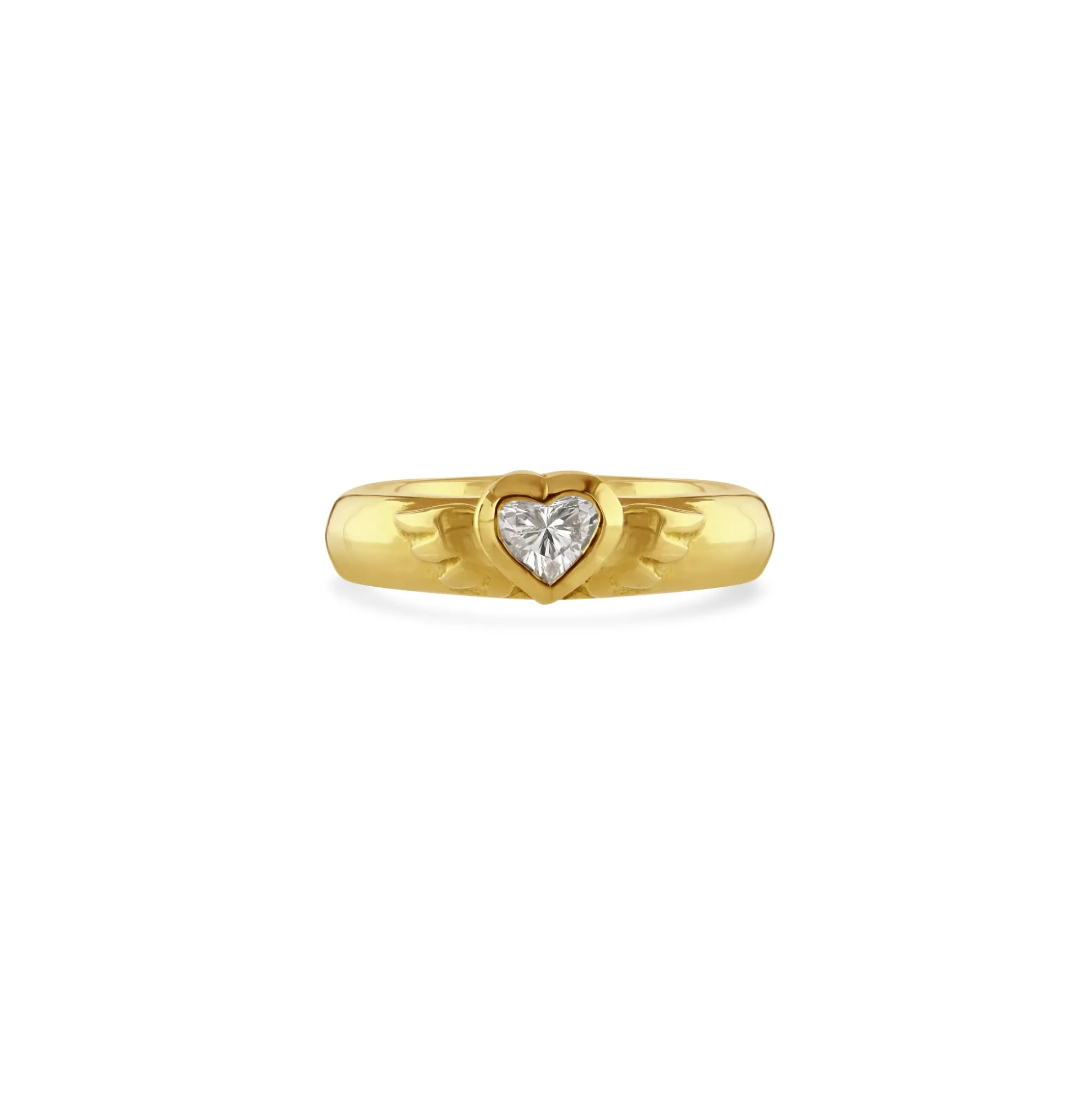 Diamond Set Fine Winged Heart Ring
