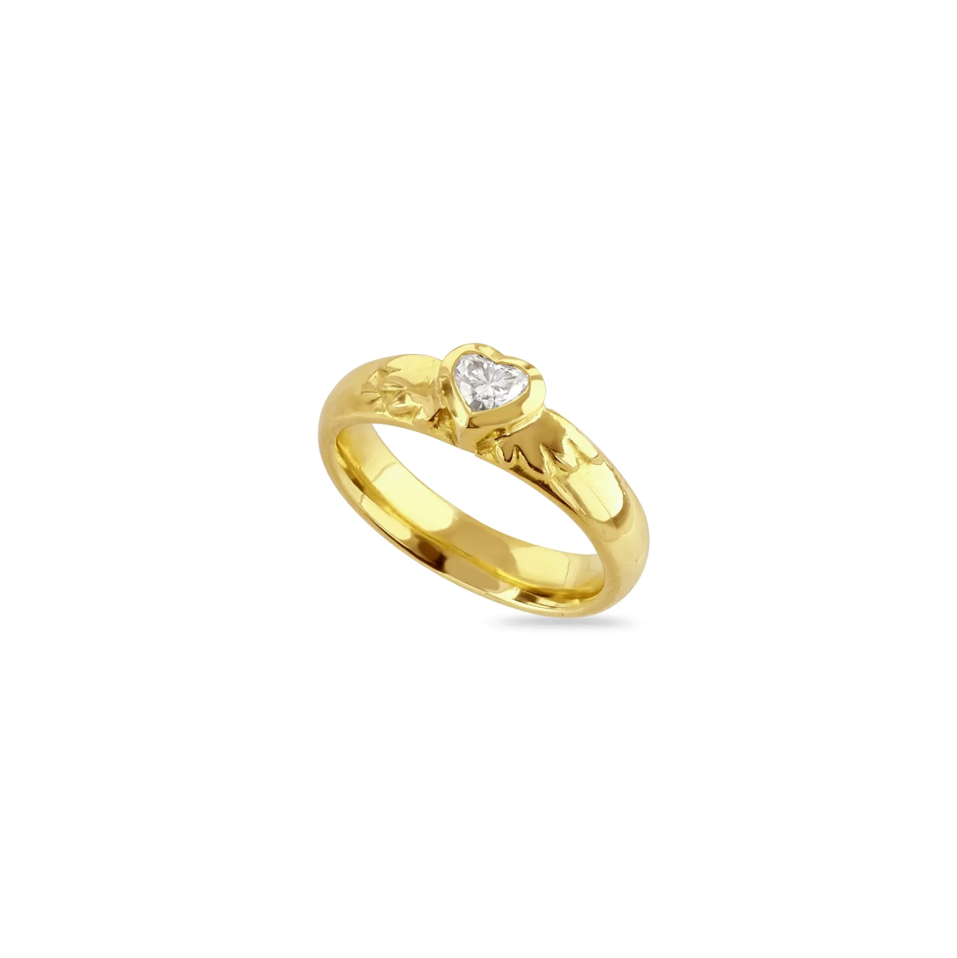 Diamond Set Fine Winged Heart Ring
