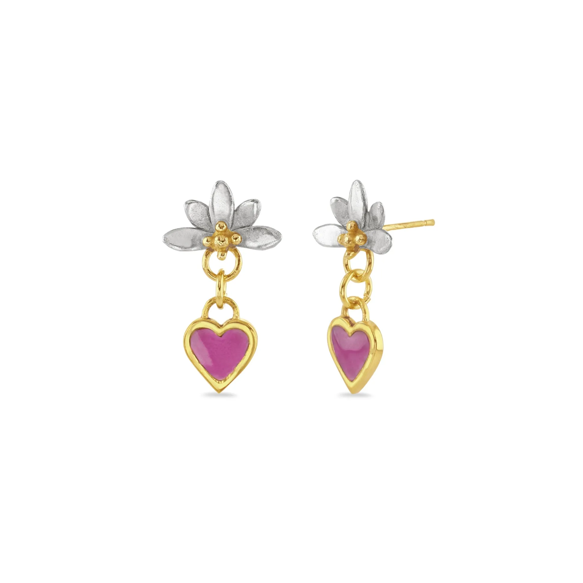 Flamingo Pink Classic Heart Sunrise earrings