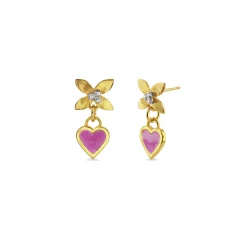 Flamingo Pink Classic Heart Mini Floris Earrings