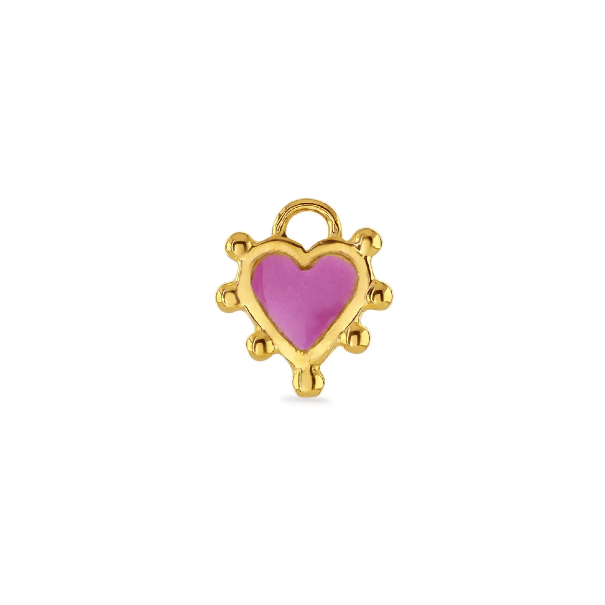 Flamingo Pink Enamel Boho Heart Charm