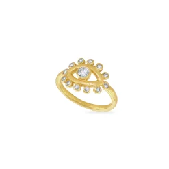 Gold & Diamond Eye Amulet Ring