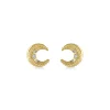 Gold & Diamond Mini Moon Stud Earrings