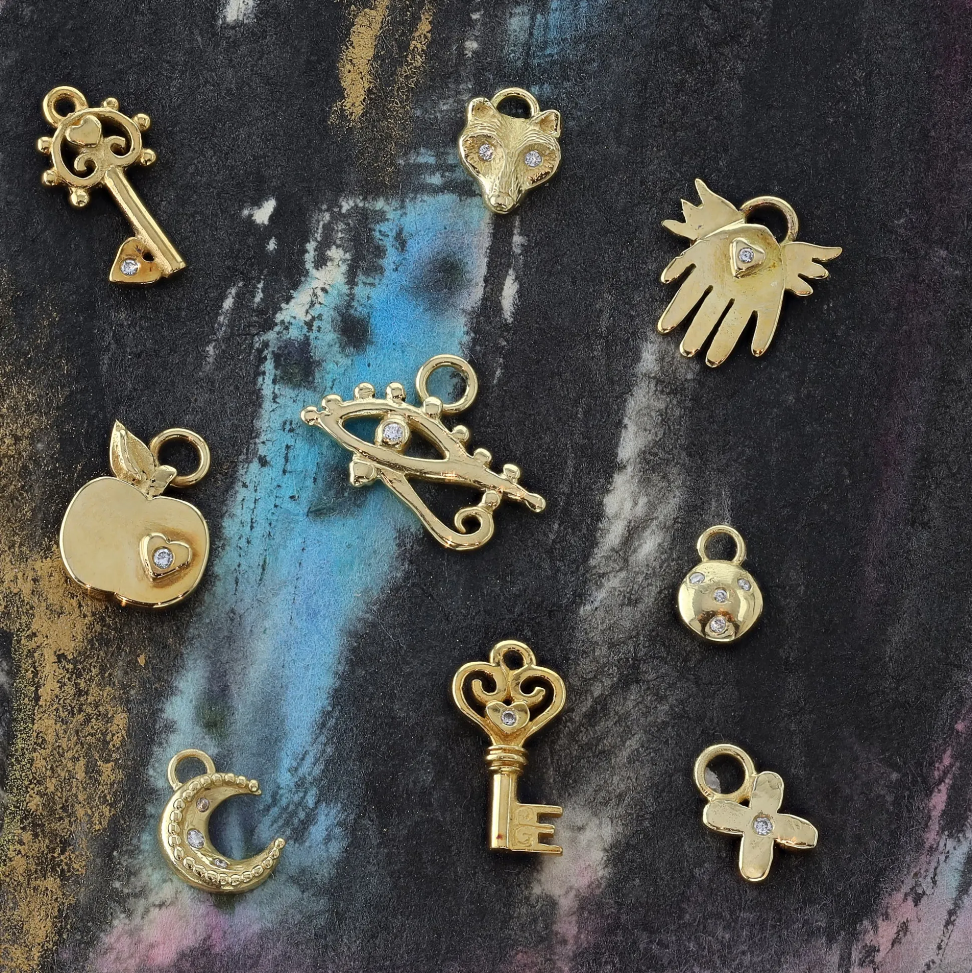 Gold & Diamond Mini Moon Charm