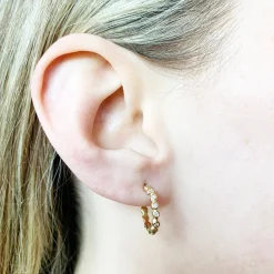 Gold & Diamond Mini Pebble Hoop Earrings