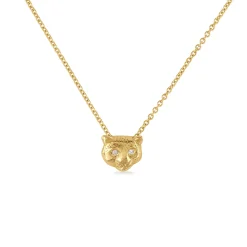 Gold & Diamond Snow Leopard Trapeze Necklace