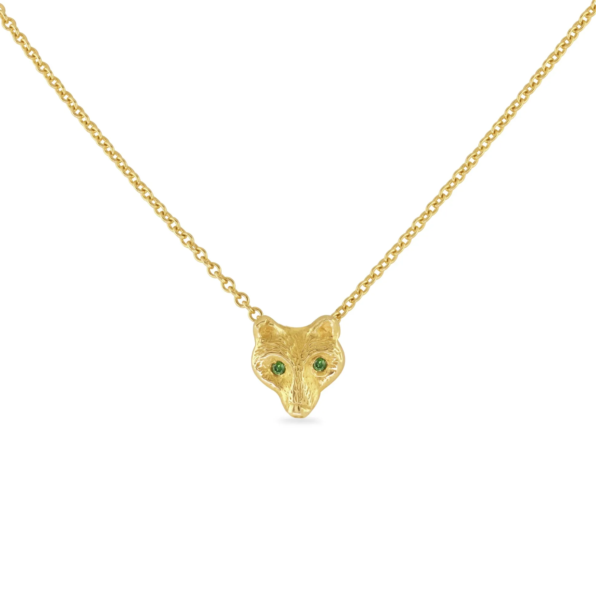 Gold & Diamond Wolf Trapeze Necklace