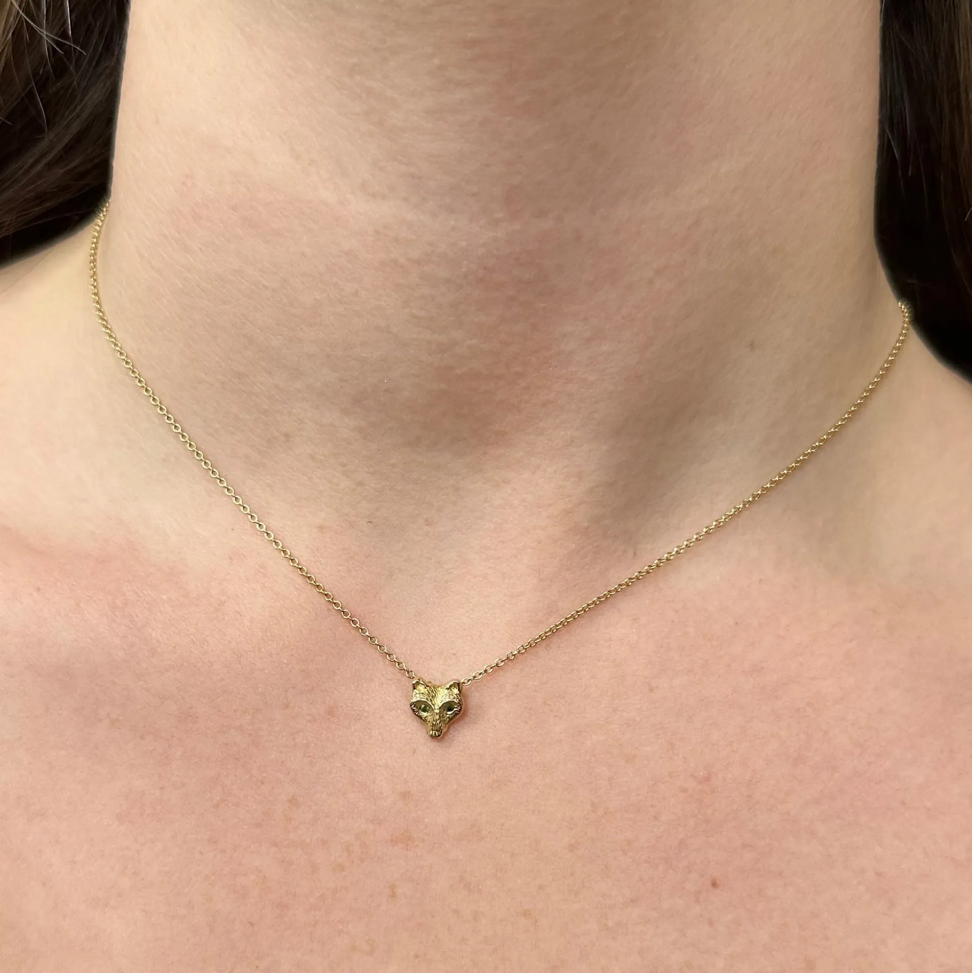 Gold & Diamond Wolf Trapeze Necklace