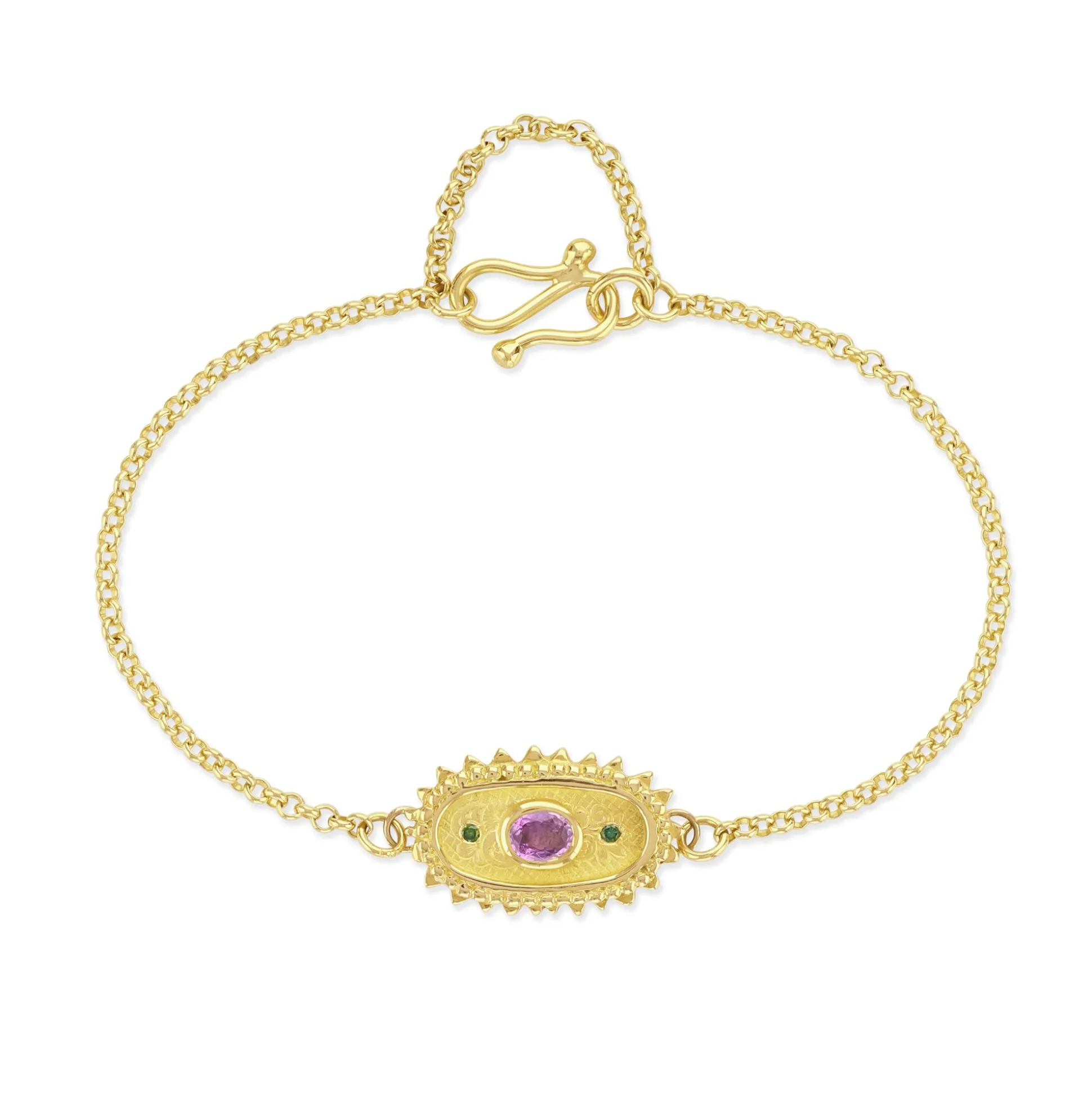 Gold, Pink Sapphire & Diamond Kinship Amulet Bracelet