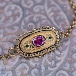 Gold, Pink Sapphire & Diamond Kinship Amulet Bracelet