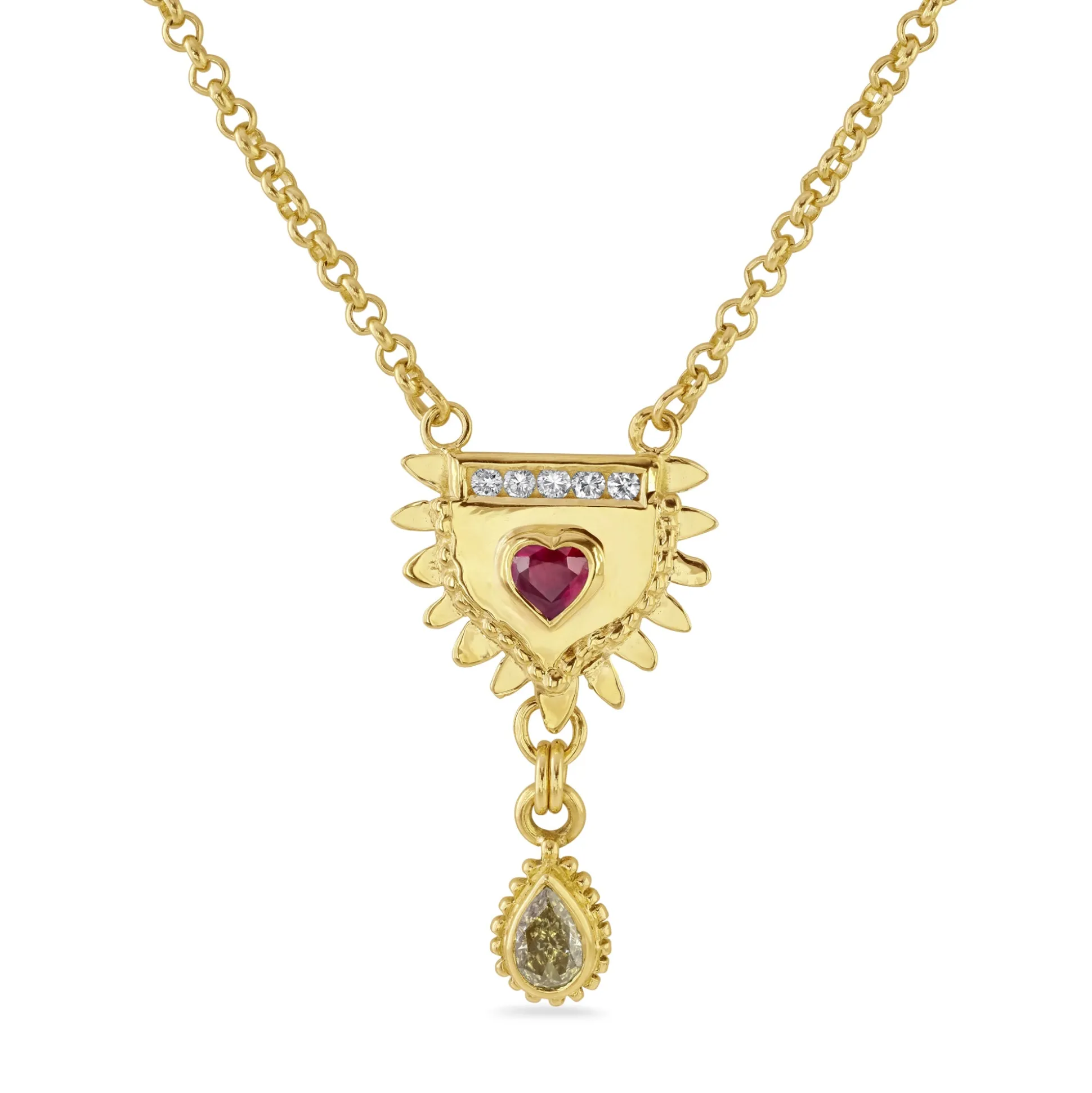 Gold, Ruby & Diamond Totem Necklace