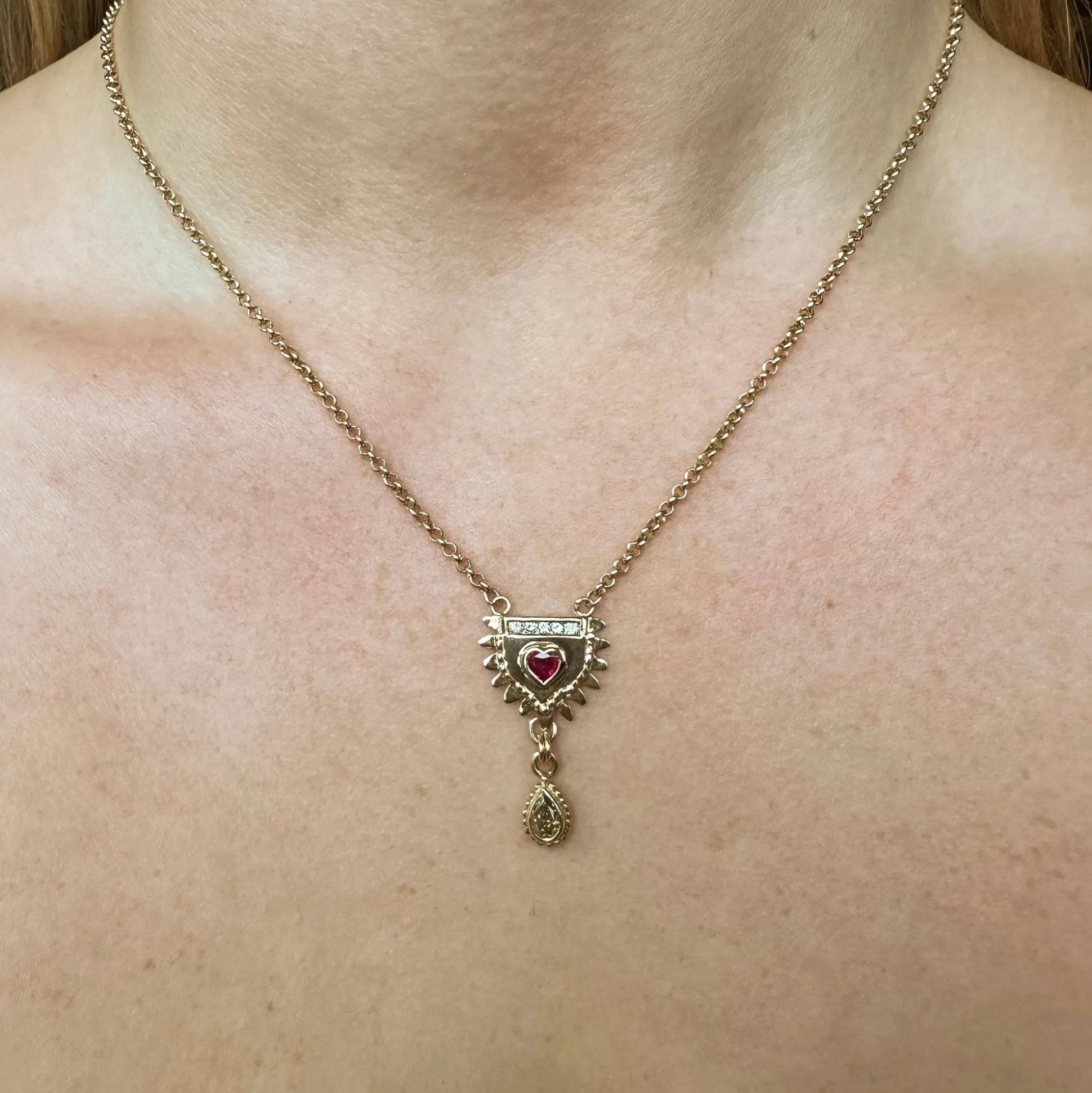 Gold, Ruby & Diamond Totem Necklace