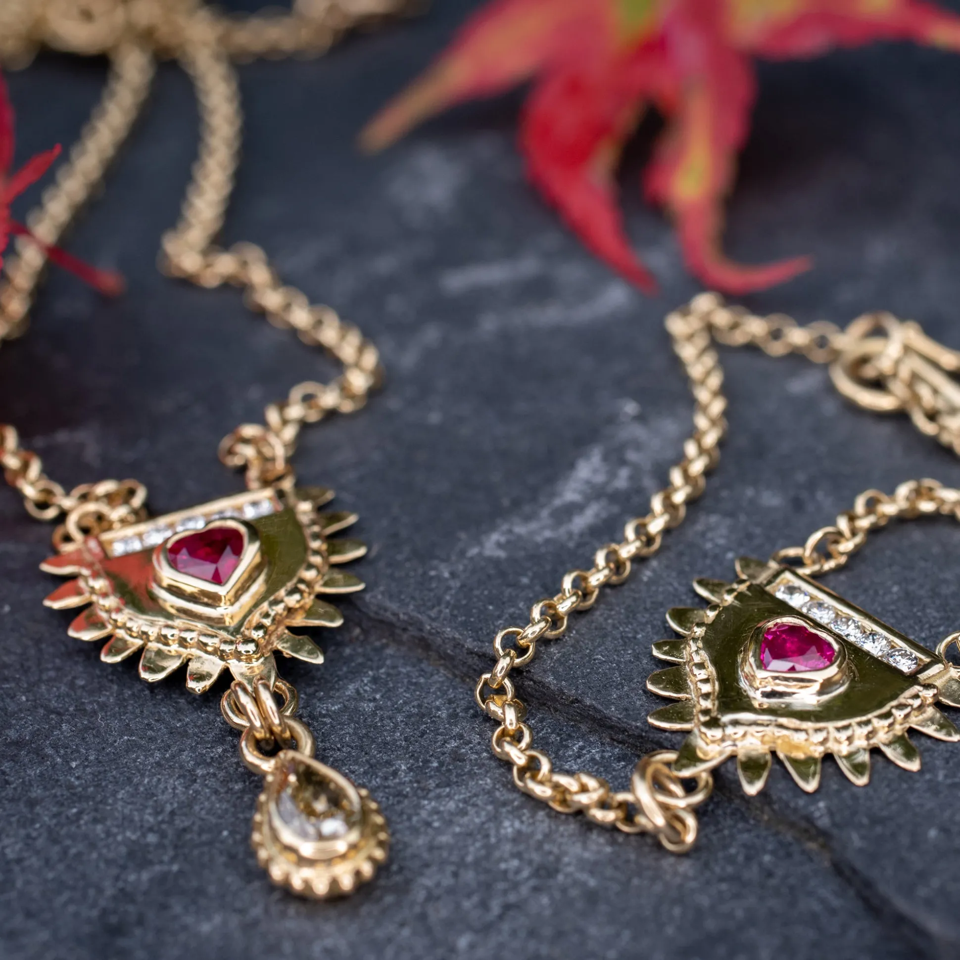 Gold, Ruby & Diamond Totem Necklace