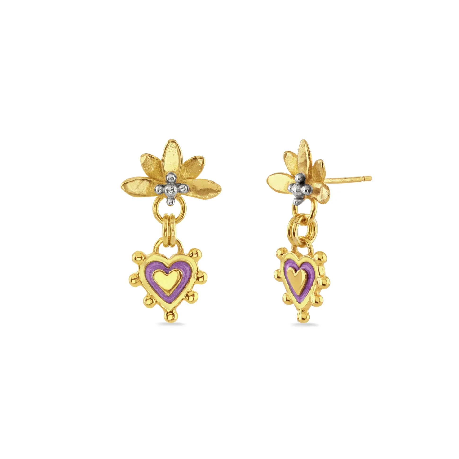 Lilac Sacred Heart Sunset Earrings