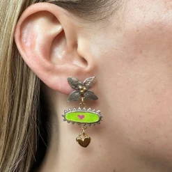 Limited Edition Pink Heart Floris Amulet Earrings