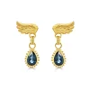 London Blue Topaz Drop Venetian Wing Earrings