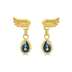 London Blue Topaz Drop Venetian Wing Earrings