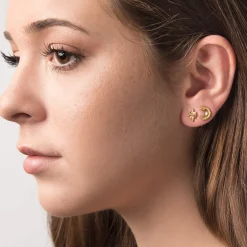 Mini Moon & Star Stud Earrings | Sophie Harley London