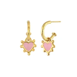 Pink Boho Heart Earrings