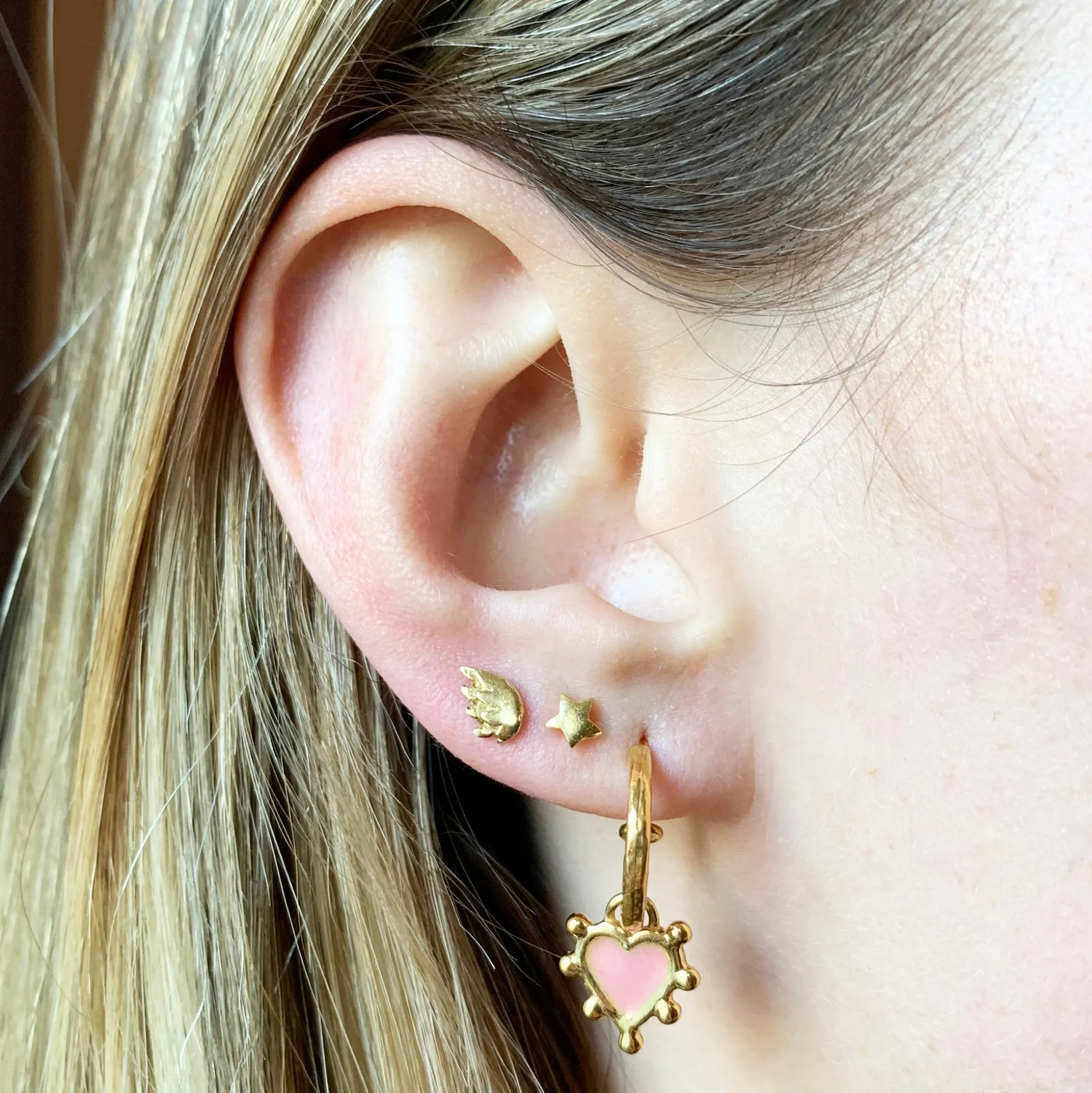 Pink Boho Heart Earrings
