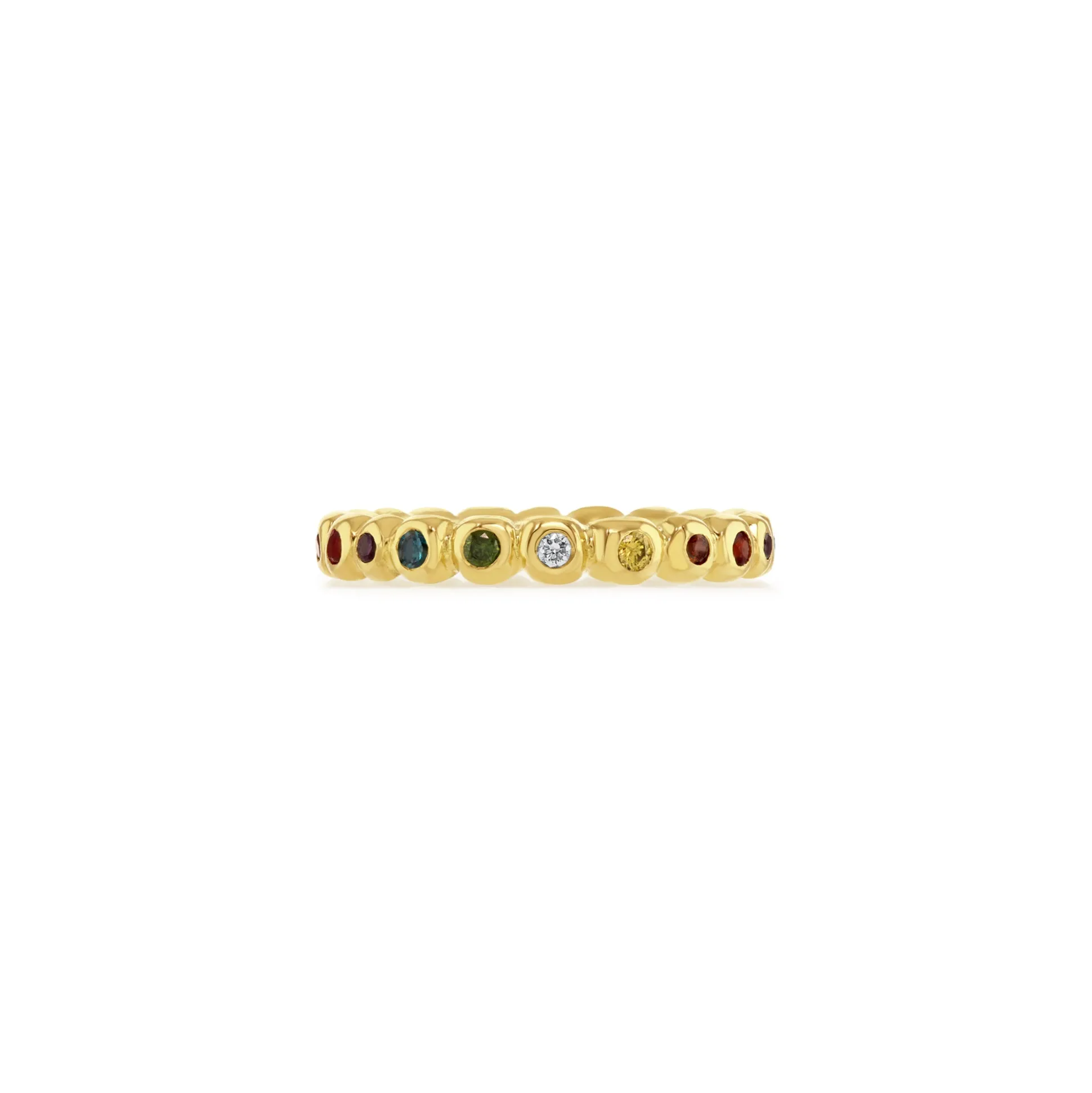 Rainbow Diamond Set Pebble Ring