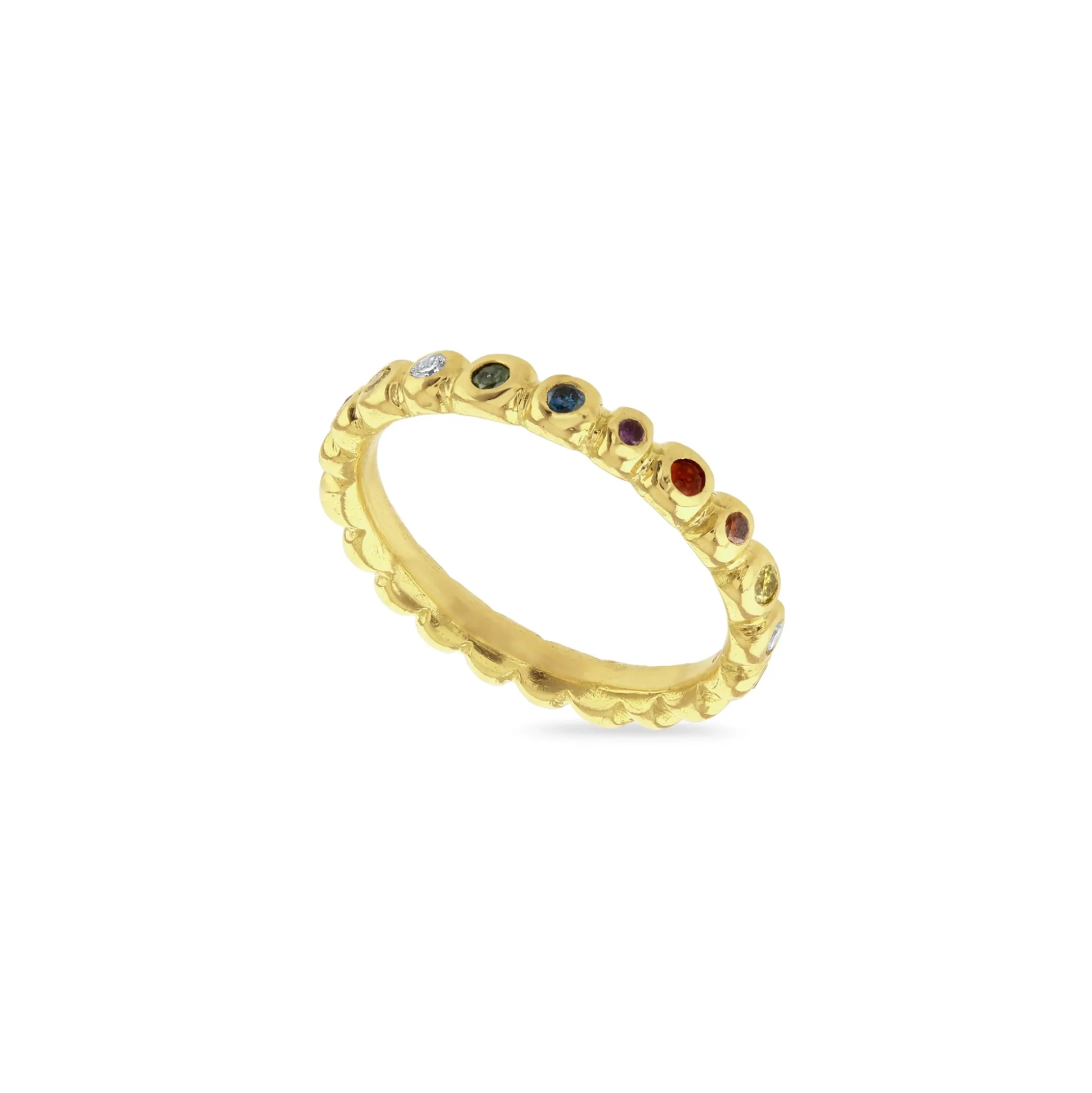 Rainbow Diamond Set Pebble Ring