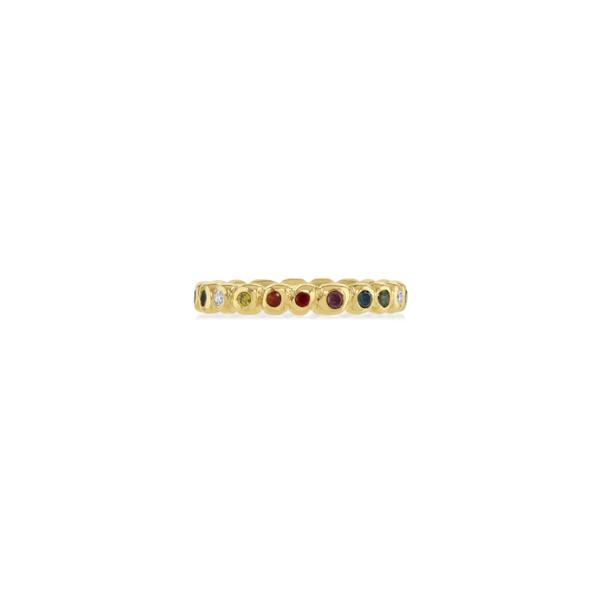 Rainbow Diamond Set Pebble Ring