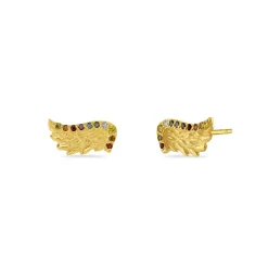 Rainbow Diamond Set Venetian Wing Studs