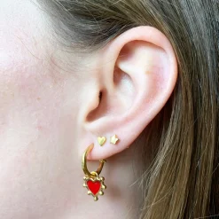 Red Boho Heart Earrings