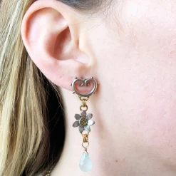 Scroll & Flower Drop Earrings