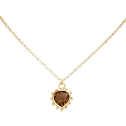 Smokey Quartz Set Heart Necklace