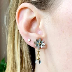Spikey Flower Drop Earrings