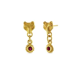 Spirit Wolf Ruby Drop Earrings