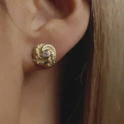 Tiny Loveknot Gold & Diamond Earrings | Sophie Harley London