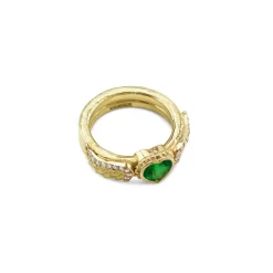 Venetian Wing Emerald Heart Ring