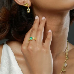Venetian Wing Emerald Heart Ring
