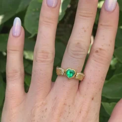 Venetian Wing Emerald Heart Ring