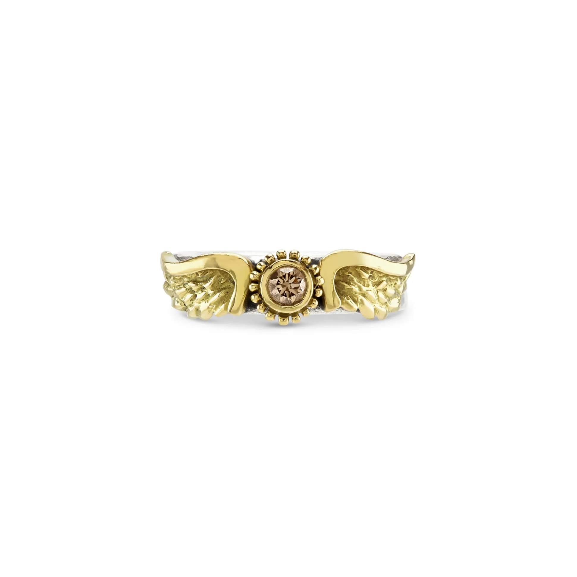Venetian Wing Silver and 18ct Diamond Ring