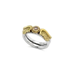 Venetian Wing Silver and 18ct Diamond Ring