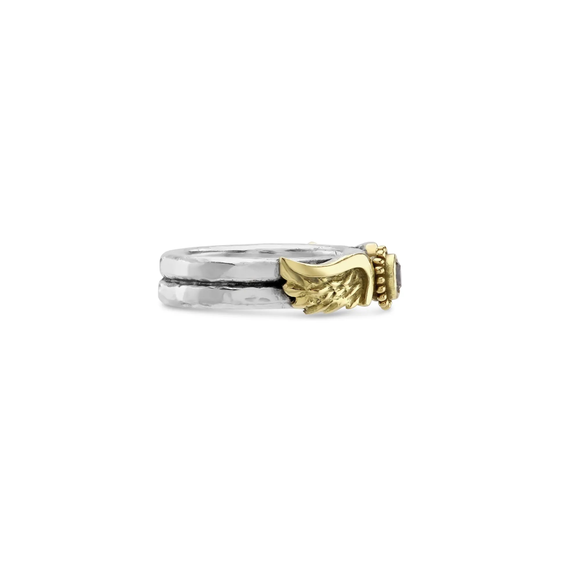 Venetian Wing Silver and 18ct Diamond Ring