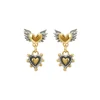 Winged & Sacred Heart Drop Earrings